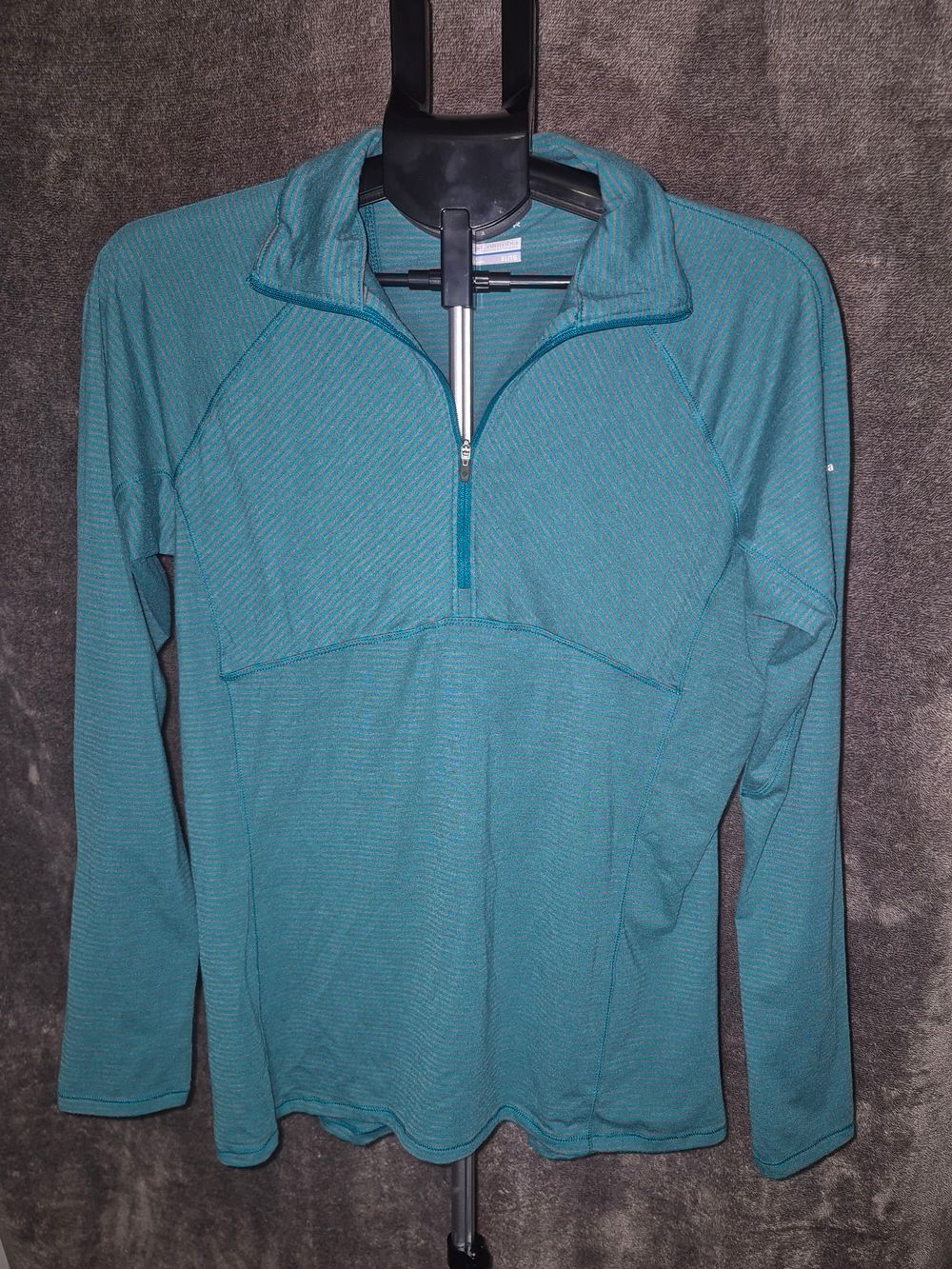 Columbia Omni-Wick Women’s XL Quarter Zip Long Sleeve Striped Pullover Blue/Gray